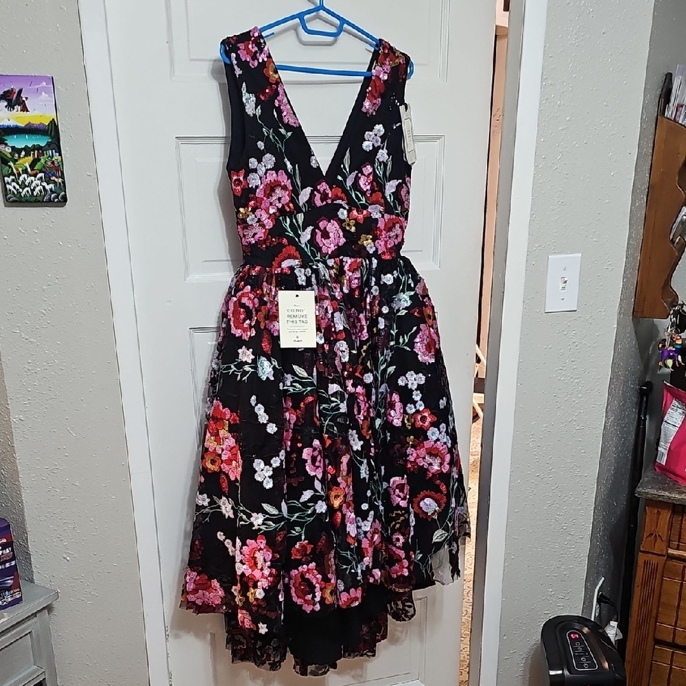 JessaKae Black Floral Asymmetrical Dress - Picture 2 of 2